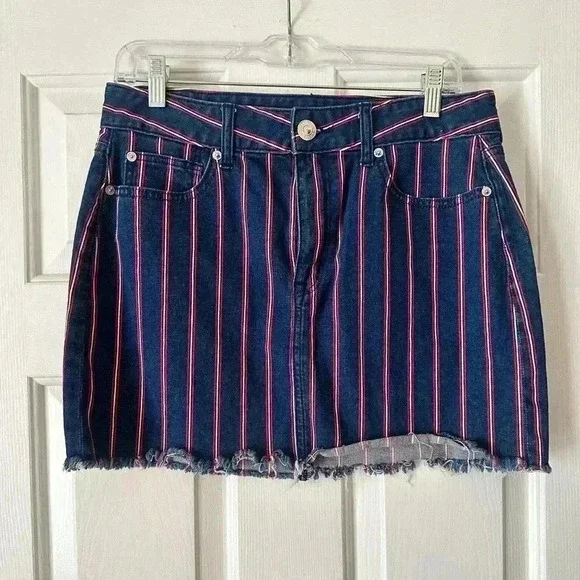 American Eagle Denim Mini Skirt with Stripes - Picture 1 of 5